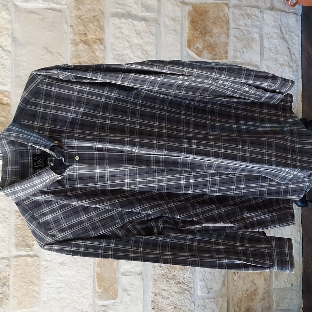 Jo's A. Bank plaid button down dress shirt
